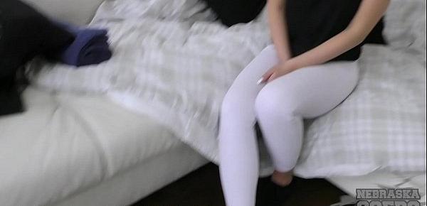  alyssa strip down and closeup masturbation on couch